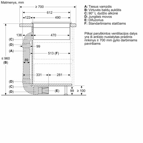 BOSCH HEZ9VDKR0 (Ortakių komplektas, gylis 70 cm)
