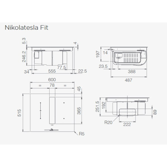Elica NIKOLATESLA FIT RAW BR/A/60 (Kaitlentė su integruotu gartraukiu)