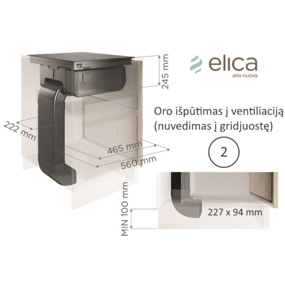 Elica NIKOLATESLA FIT RAW BR/A/72 (Kaitlentė su integruotu gartraukiu)