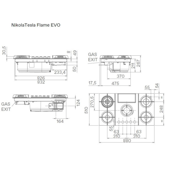 Elica NIKOLATESLA FLAME EVO BL/A/88 (Kaitlentė su integruotu gartraukiu)