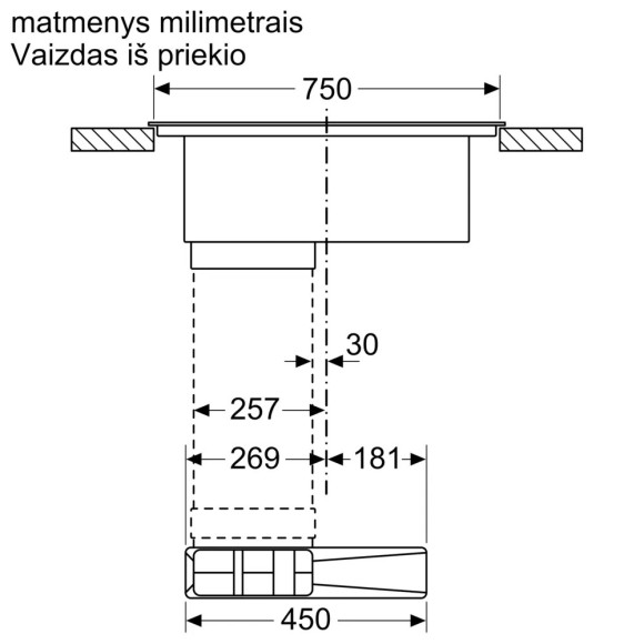 NEFF V58NHQ4L0 (Kaitlentė su integruotu gartraukiu)