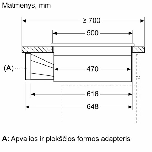 NEFF V58NHQ4L0 (Kaitlentė su integruotu gartraukiu)