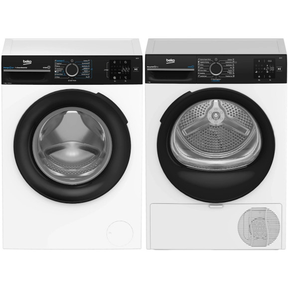 BEKO BM3WFSU38213WPBB + BM3T37239WBB (Skalbimo įrangos komplektas)