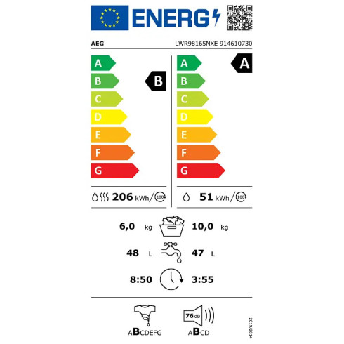 AEG LWR98165NXE (Skalbimo mašina)