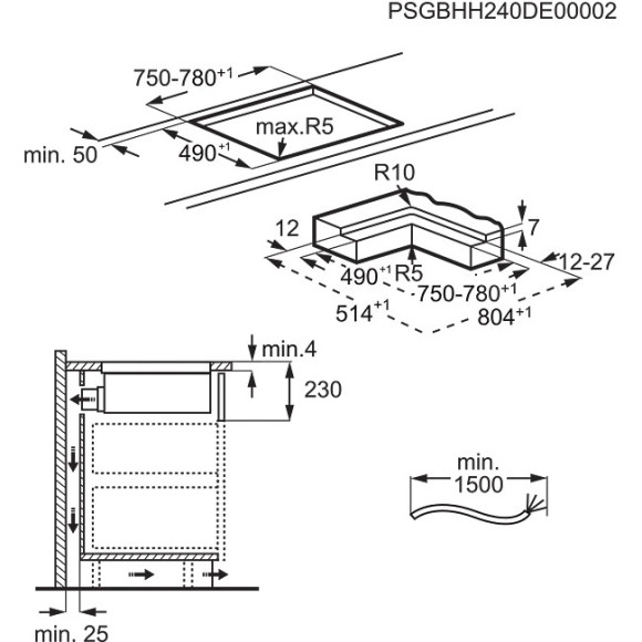 AEG TH84CB03CB (Kaitlentė su integruotu gartraukiu)