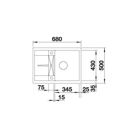 BLANCO METRA 45 S Compact SILG PDUR O.AF (Plautuvė)