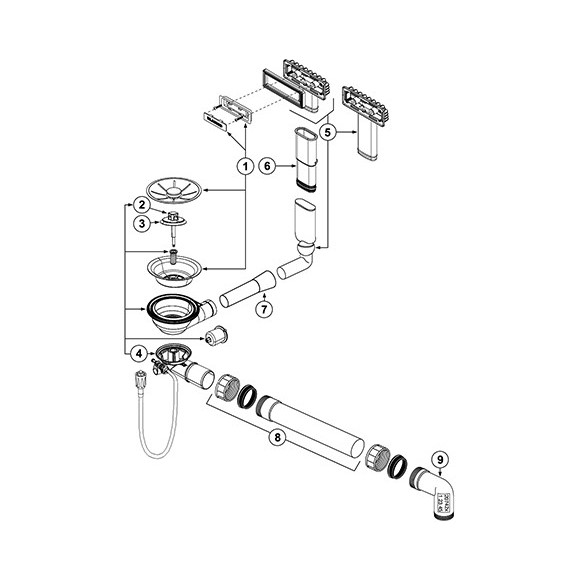 BLANCO Waste fitting set 1x3,5'' InFino Pop Up Control Black matt, 207426 (Vandens nuvedimo priedas)