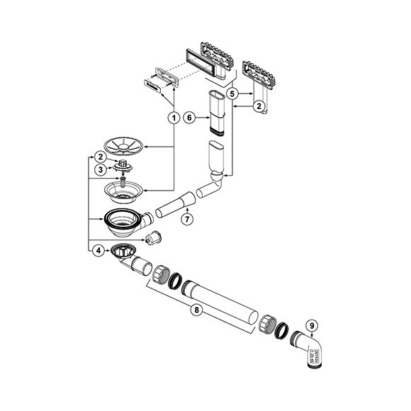 BLANCO Waste fitting set 1x3,5'' InFino Satin Platinum, 207425 (Vandens nuvedimo priedas)
