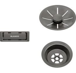 BLANCO InFino Set: outlet/overflow Satin Dark Steel,...