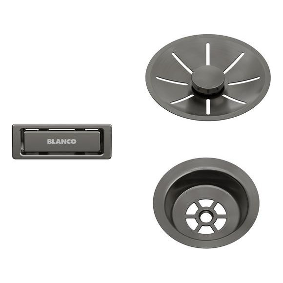 BLANCO InFino Set: outlet/overflow Satin Dark Steel, single bowl, 206900 (InFino komplektas)