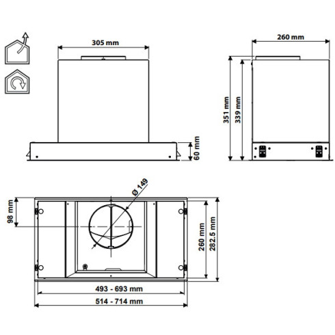Elica HIDDEN 2.0 BL MAT/A/52 (Gartraukis)