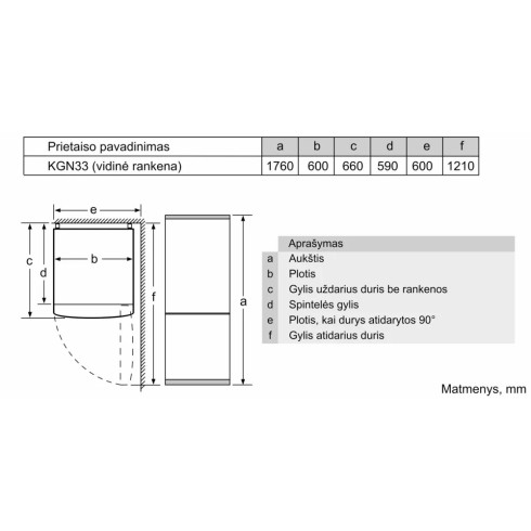 BOSCH KGN33NLEB (Šaldytuvas)