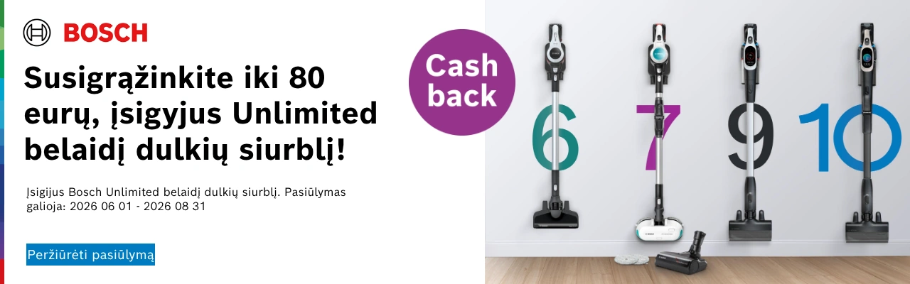 Bosch Unlimited pinigų grąžinimo (cashback) akcija 